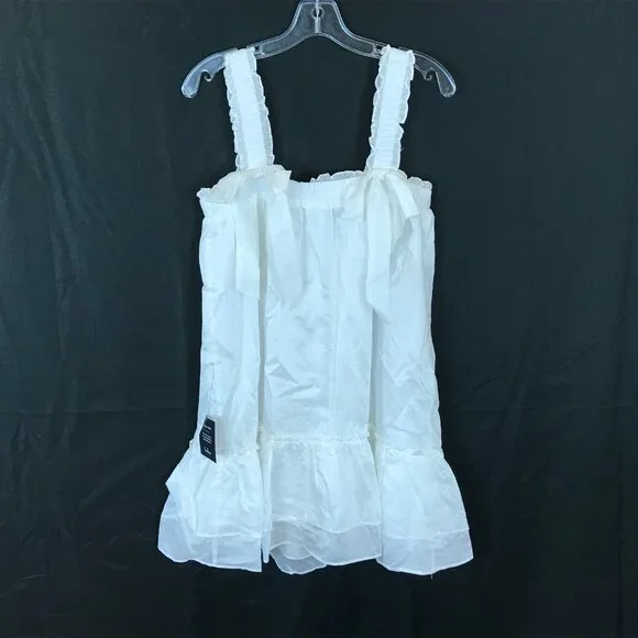 NWT Lulus Sensationally Precious White Bow Ruffled Mini Shift Dress NEW - Picture 6 of 7